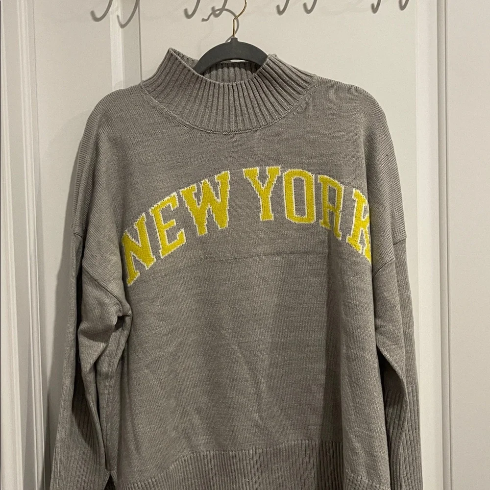 DKNY Gray Sweater with Yellow Accents - Picture 3 of 5